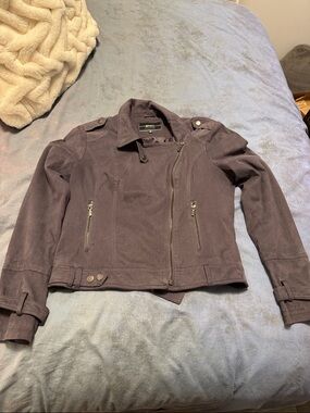 BCBGMaxazria Plum Suede Moto Jacket with Asymmetrical Zip